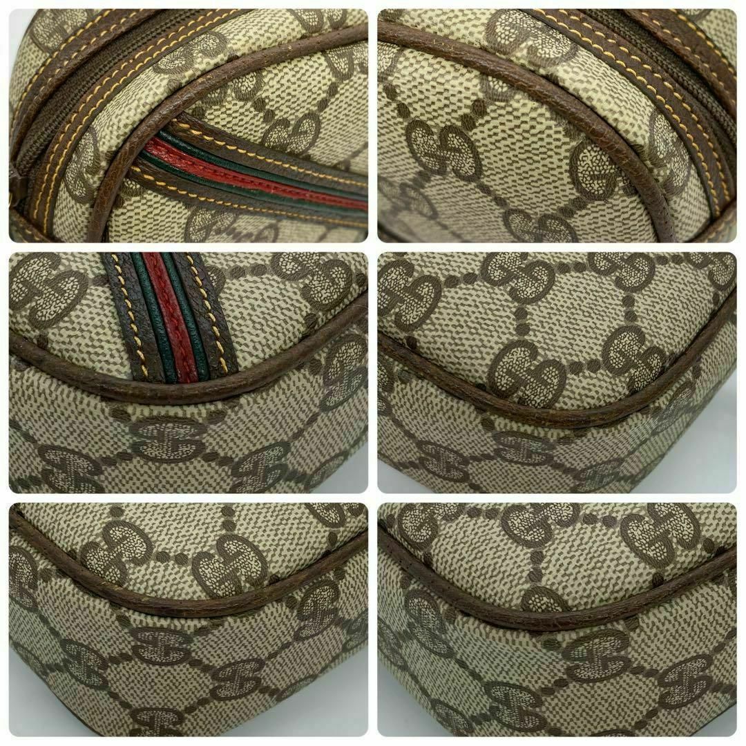 GUCCI - GUCCI グッチ ポーチ GG シェリーライン レザー PVCの GUCCI - GUCCI グッチ ポーチ GG シェリーライン レザー PVCの