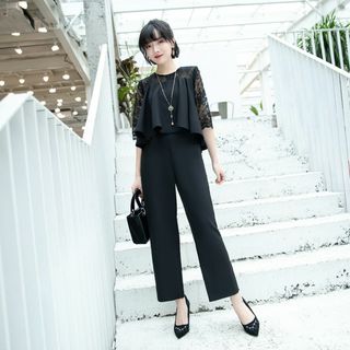 おしゃれカジュアル脚隠し太めビジネススーツ  XS  黒 Q#000044(その他)