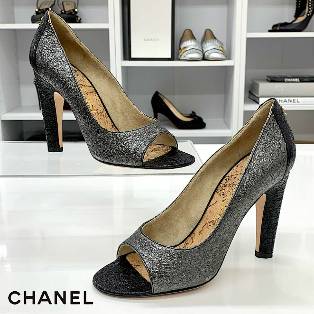 CHANEL - 6814 シャネル ココマーク レザー オープントゥ CHANEL - 6814 シャネル ココマーク レザー オープントゥ