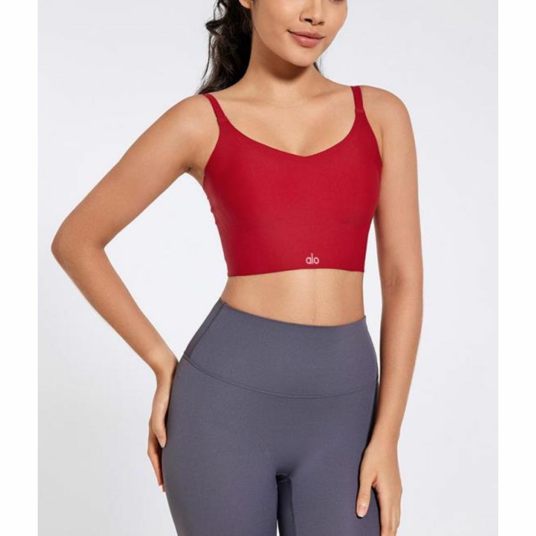 Alo Yoga アロヨガ タンクトップ レディース カップ付き LOGO の Alo Yoga アロヨガ タンクトップ レディース カップ付き LOGO の