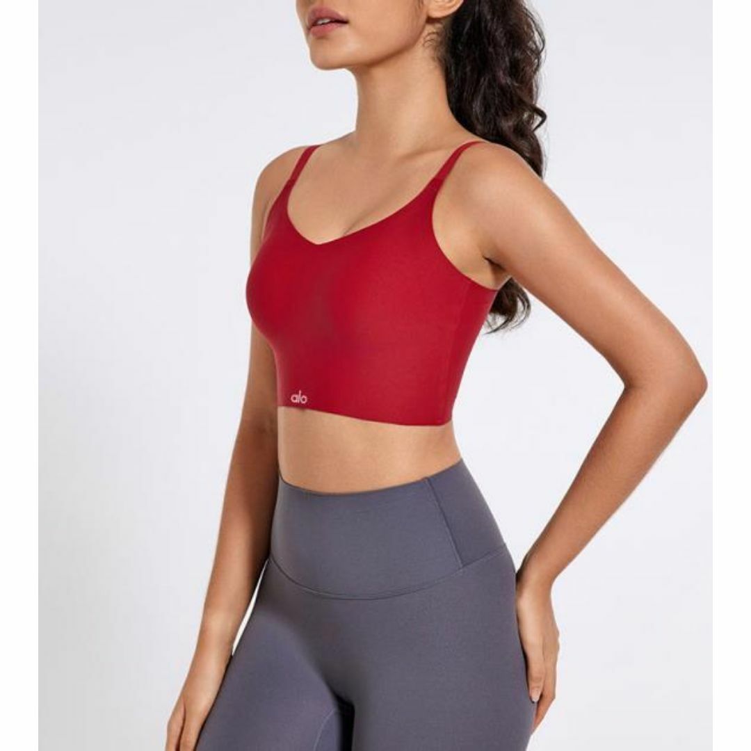 Alo Yoga アロヨガ タンクトップ レディース カップ付き LOGO の Alo Yoga アロヨガ タンクトップ レディース カップ付き LOGO の