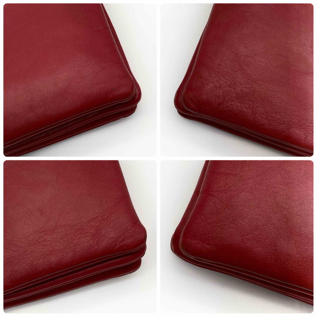 CELINE - CELINE ショルダーバッグ トリオ ラージ レッド レザー CELINE - CELINE ショルダーバッグ トリオ ラージ レッド レザー