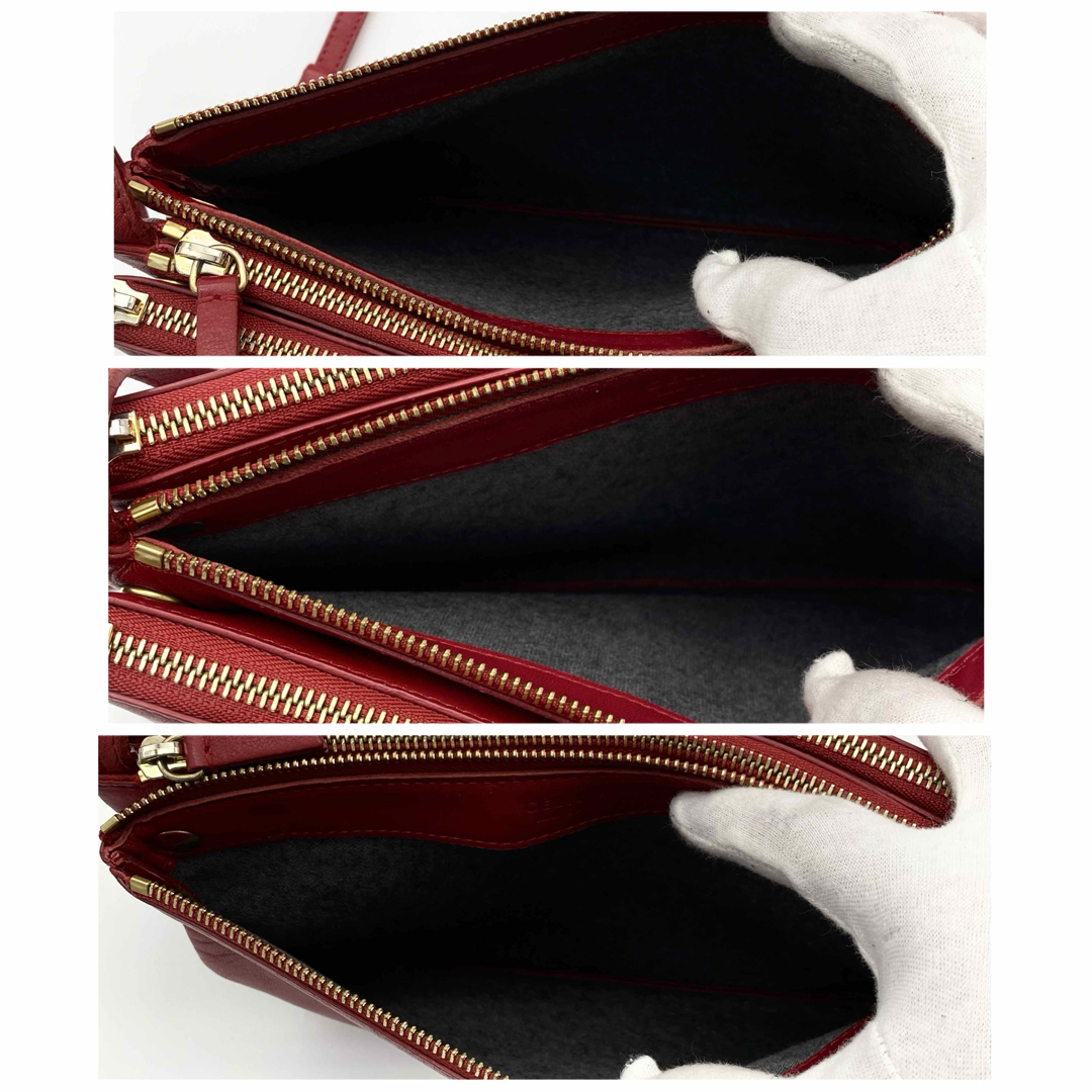 CELINE - CELINE ショルダーバッグ トリオ ラージ レッド レザー CELINE - CELINE ショルダーバッグ トリオ ラージ レッド レザー