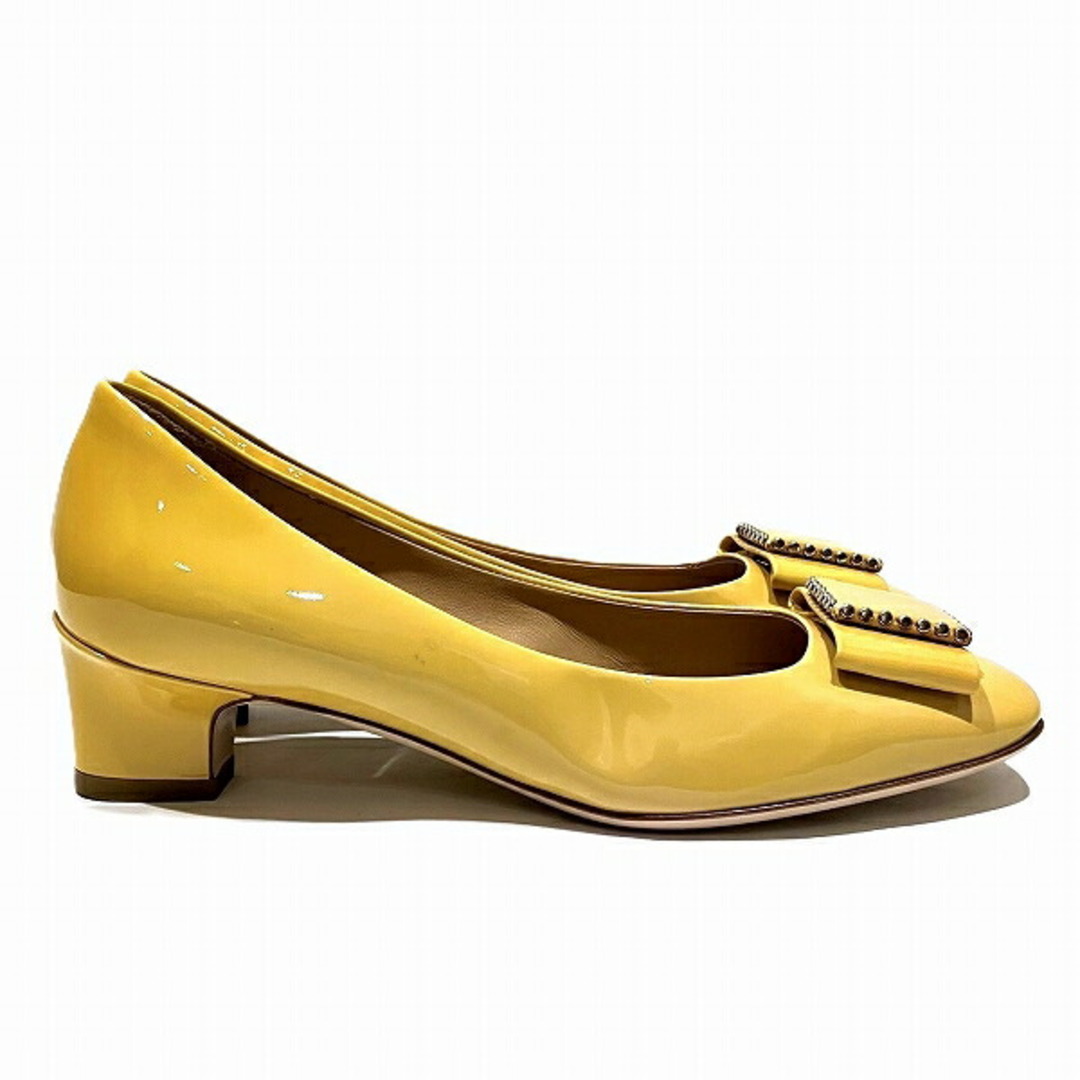 FERRAGAMO - フェラガモ スタッズリボン イエロー 5Dサイズ FERRAGAMO - フェラガモ スタッズリボン イエロー 5Dサイズ