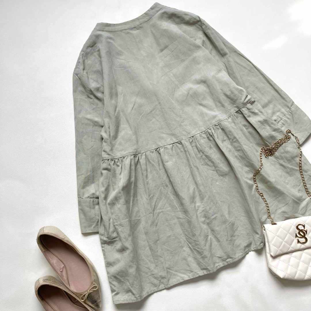 ZARA - ◇ZARA◇綿麻素材◇七分袖ブラウスチュニック ZARA - ◇ZARA◇綿麻素材◇七分袖ブラウスチュニック