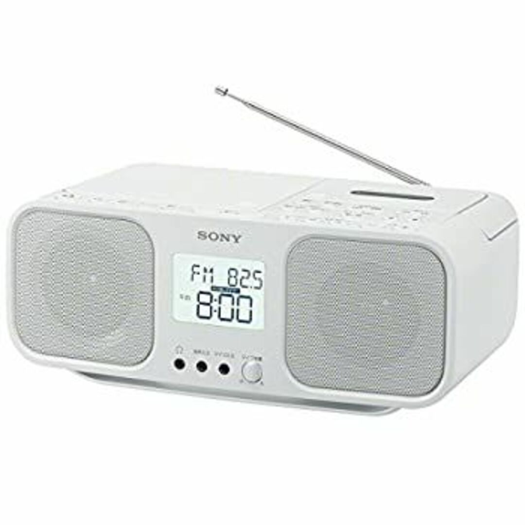 ソニー SONY CDラジオカセットレコーダー CFD-S401 : FM/AM/ワイドFM対応 大型液晶/カラオケ機能搭載 電池駆動可能 ホワイト CFD-S401 W スマホ/家電/カメラのオーディオ機器(その他)の商品写真