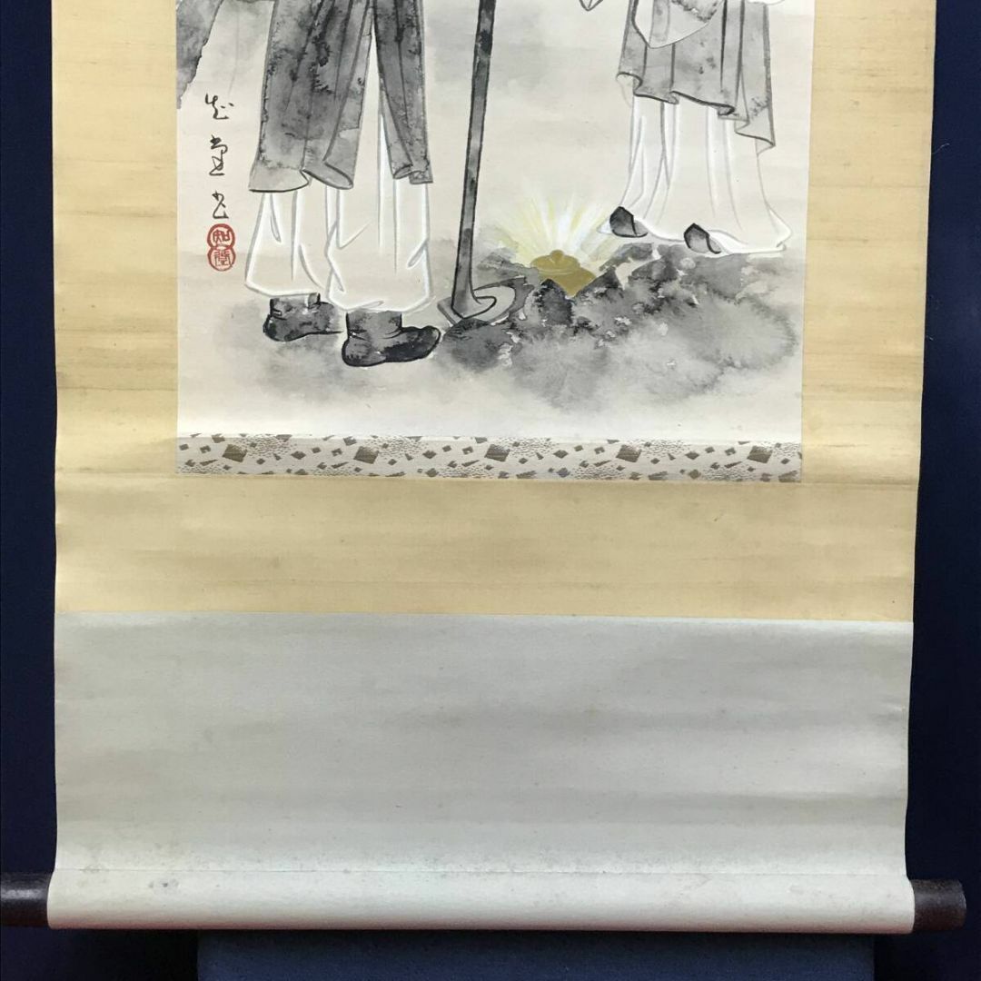 真作/知堂/人物画賛/人物図/二十四孝図/掛軸☆宝船☆AF-515の 真作/知堂/人物画賛/人物図/二十四孝図/掛軸☆宝船☆AF-515の