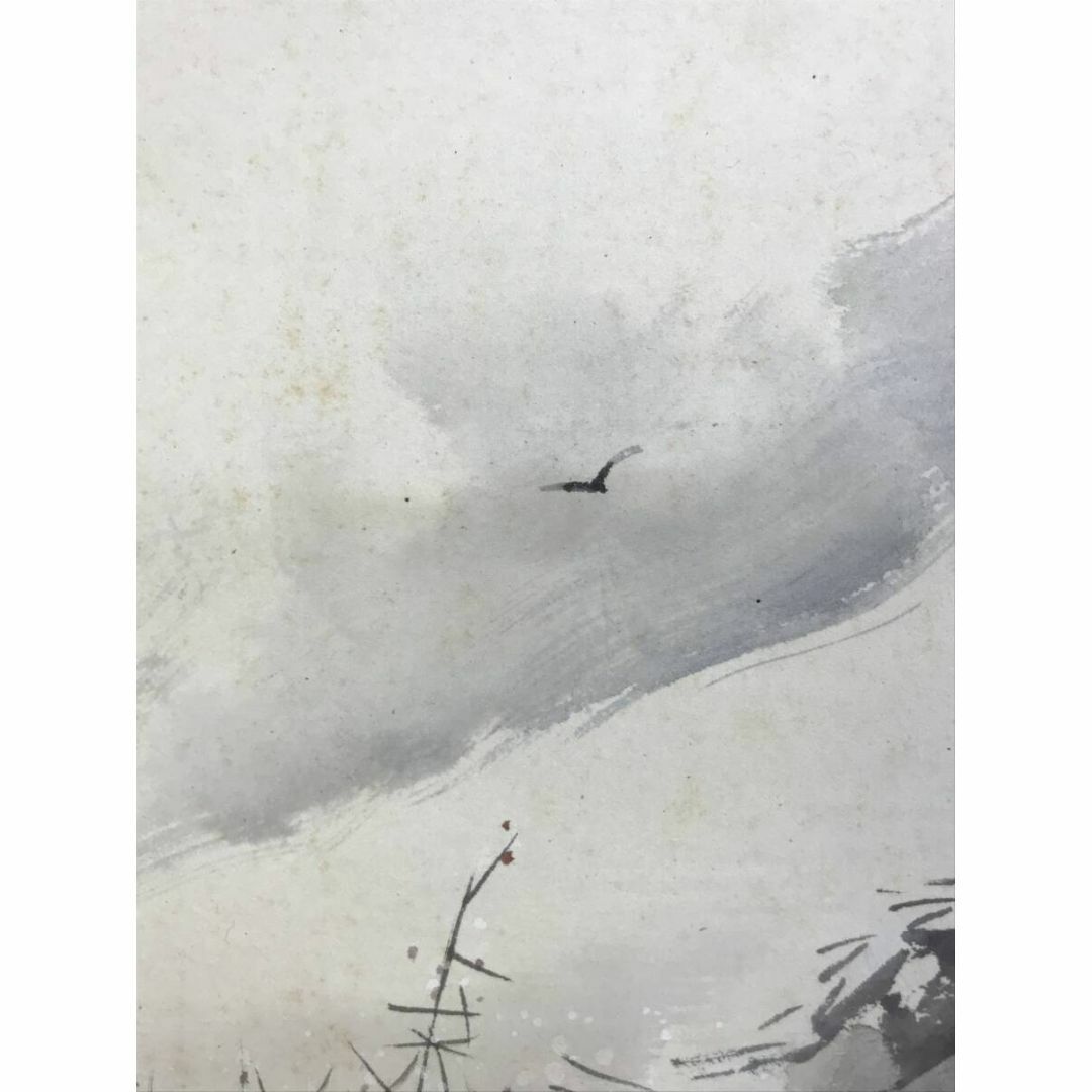 真作/小池裸石/早春田家図/横物/師御舟/春景/山村/掛軸☆宝船 真作/小池裸石/早春田家図/横物/師御舟/春景/山村/掛軸☆宝船