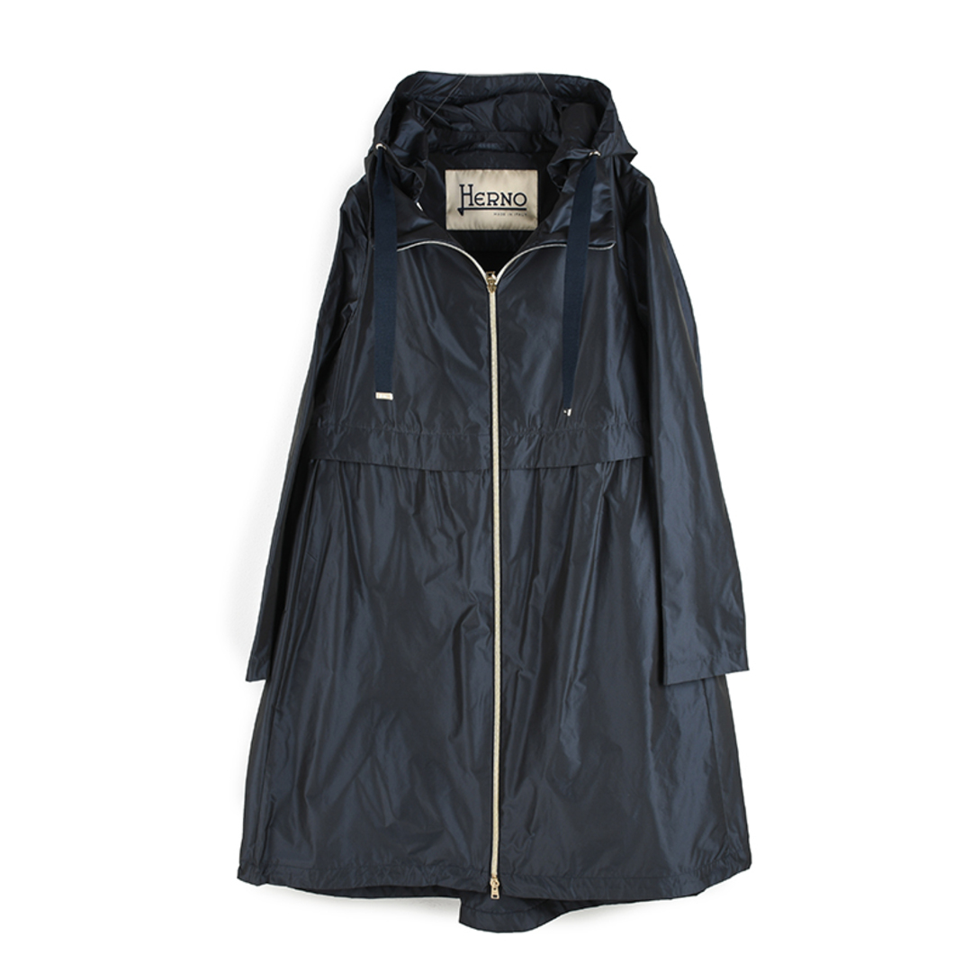 HERNO - HERNO ヘルノ レディース ネイビーフーデットロング HERNO - HERNO ヘルノ レディース ネイビーフーデットロング