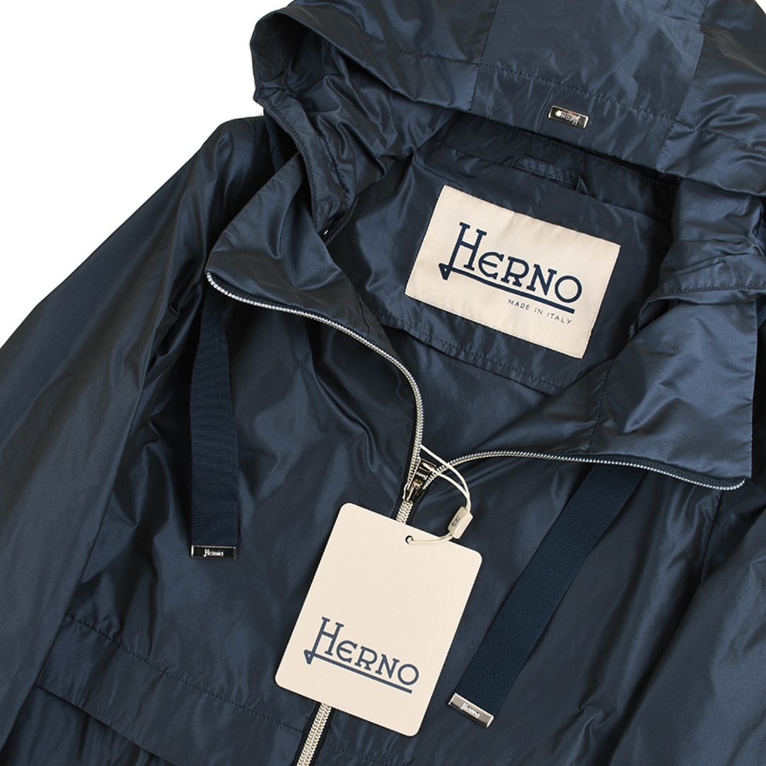 HERNO - HERNO ヘルノ レディース ネイビーフーデットロング HERNO - HERNO ヘルノ レディース ネイビーフーデットロング