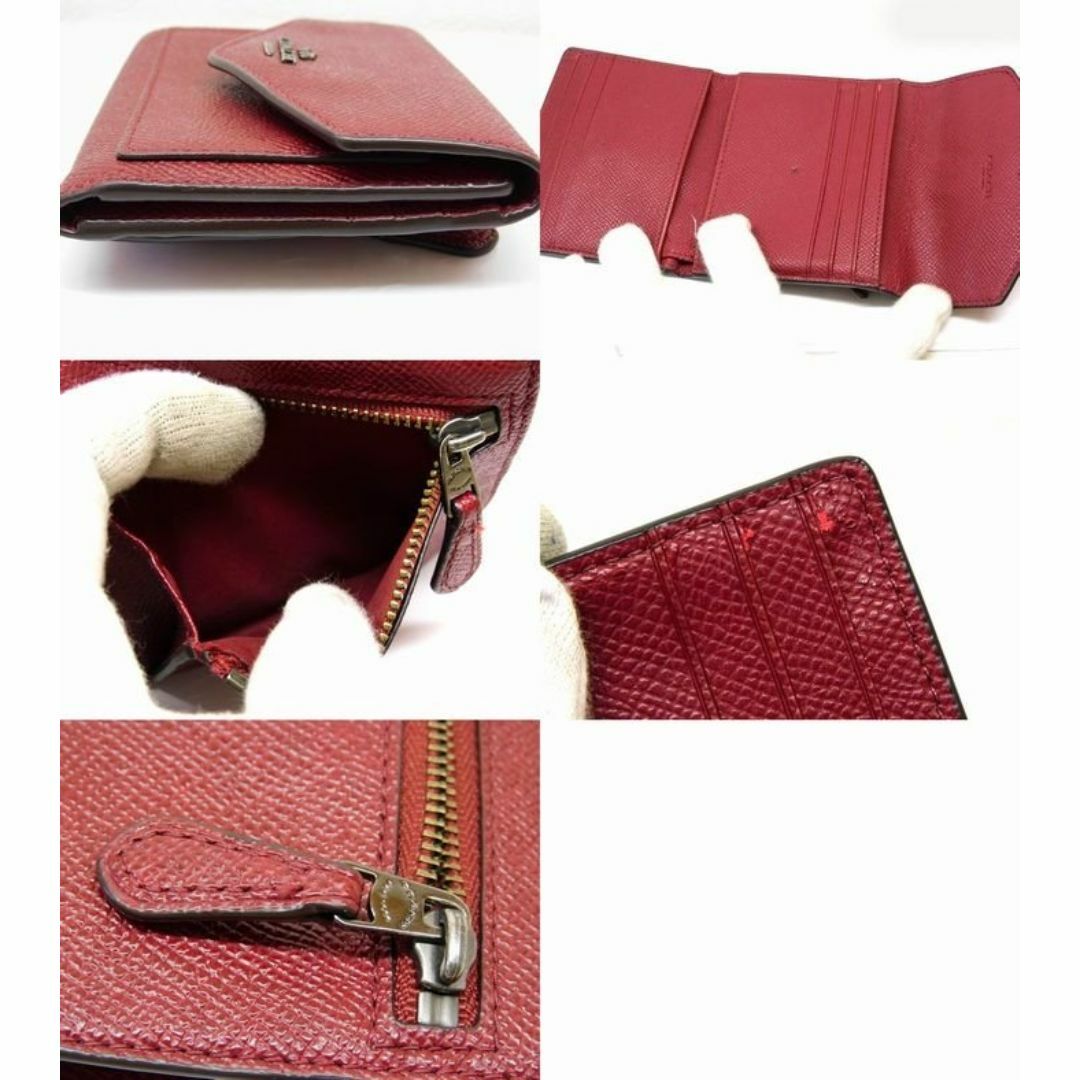 COACH - コーチ 財布 □ レザー レッド 赤系 コンパクト COACH - コーチ 財布 □ レザー レッド 赤系 コンパクト