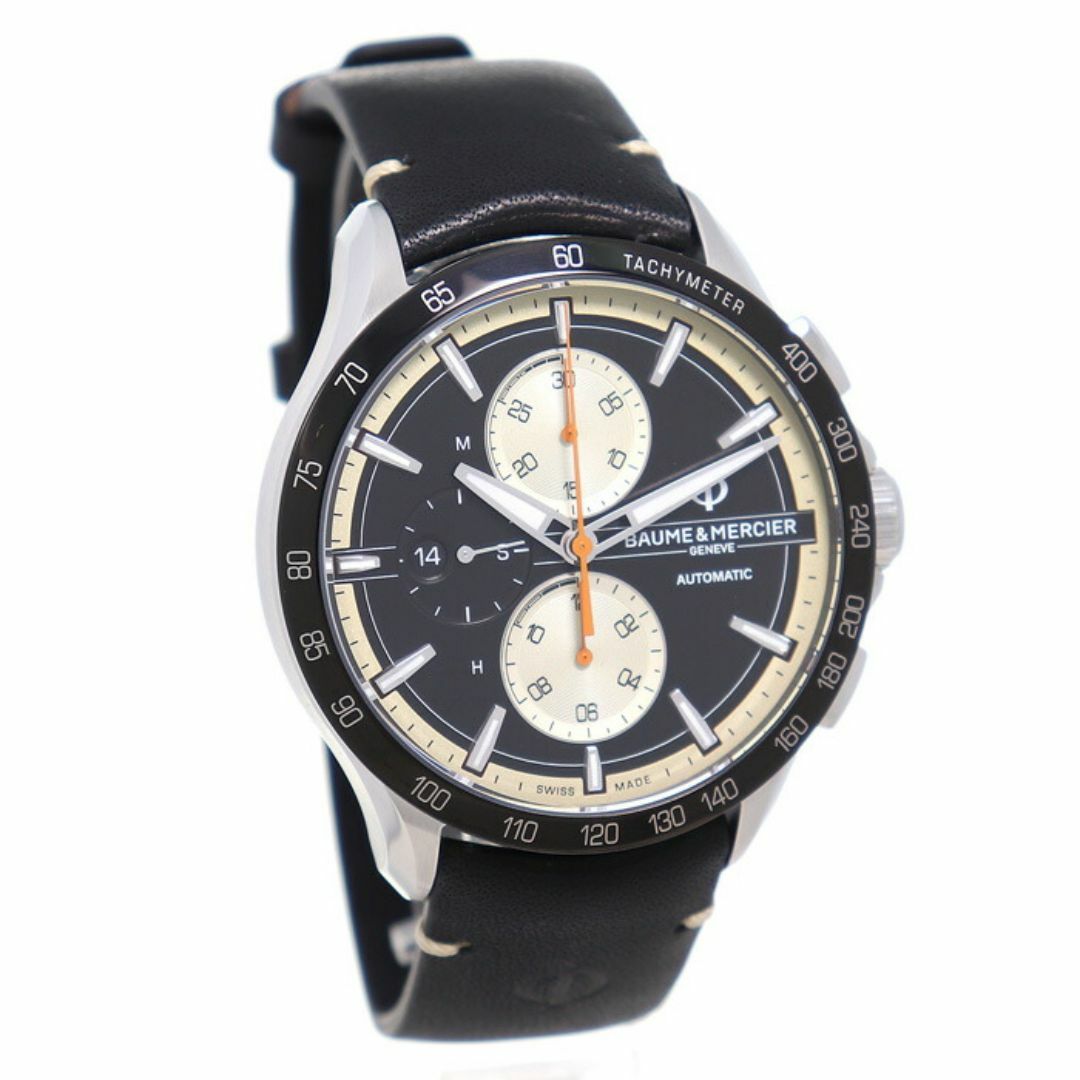 【美品】ボーム&メルシエ【BAUME & MERCIER】クリフトン クラブ10434 クロノグラフ オートマティック ブラック メンズウォッチ ステンレス カーフスキンストラップ 男性用腕時計 自動巻き MOA10434 CLIFTON CLUB 10434 CHRONOGRAPH AUTOMATIC WATCH【Aランク】【中古】 メンズの時計(腕時計(アナログ))の商品写真
