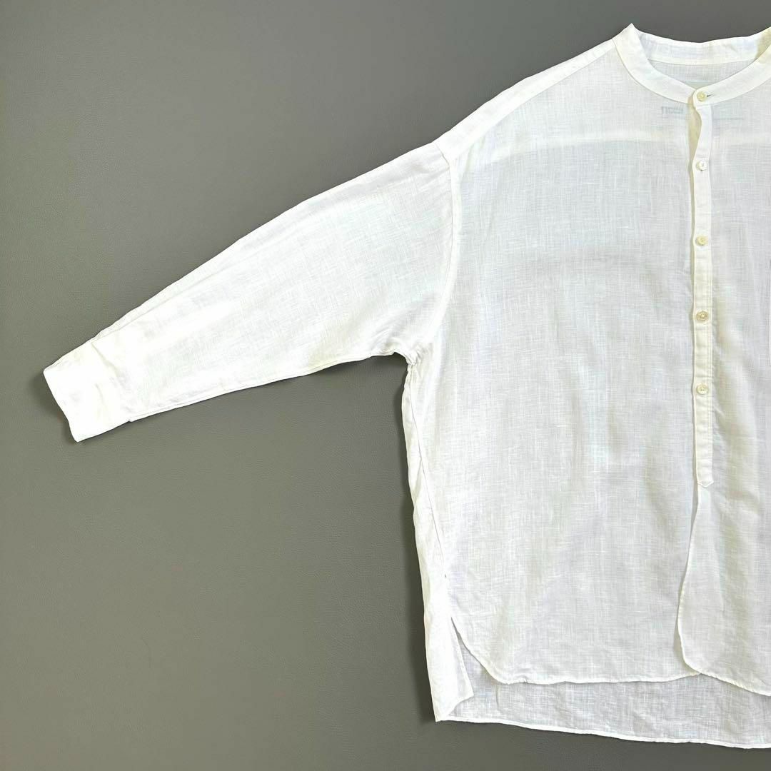 TICCA - 美品 ティッカ TICCA バンドカラー リネンシャツ 白の TICCA - 美品 ティッカ TICCA バンドカラー リネンシャツ 白の