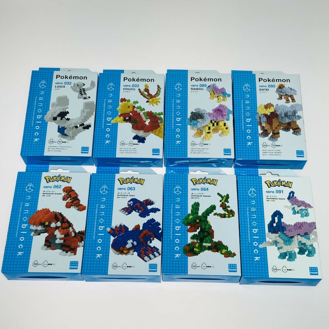 ◎◎カワダ ナノブロック ポケットモンスター ポケモン 8体 まとめ ルギア ホウオウ カイオーガ グラードン レックウザ ライコウ エンテイ スイクン