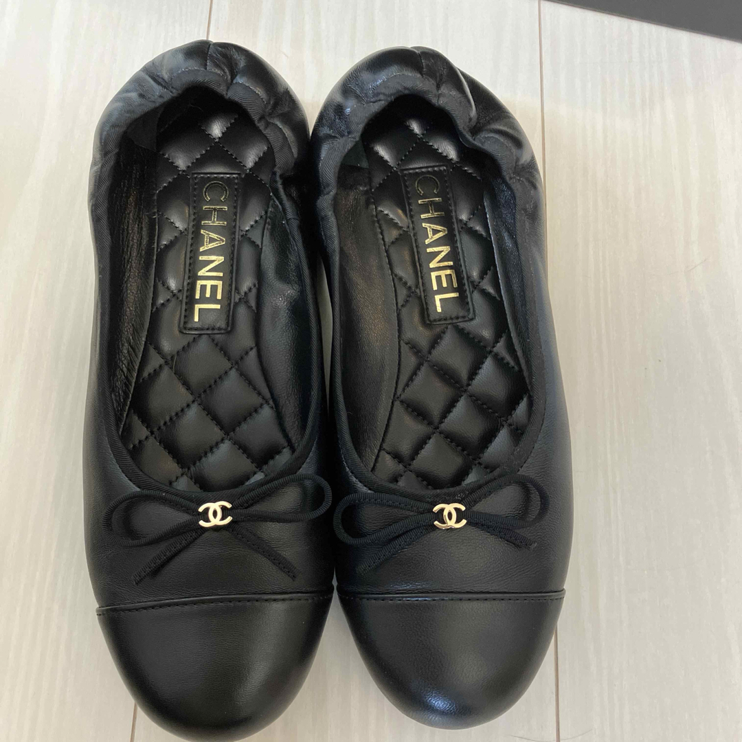 CHANEL - CHANEL 25C バレリーナ シューズ ブラック 37.5の通販 CHANEL - CHANEL 25C バレリーナ シューズ ブラック 37.5の通販