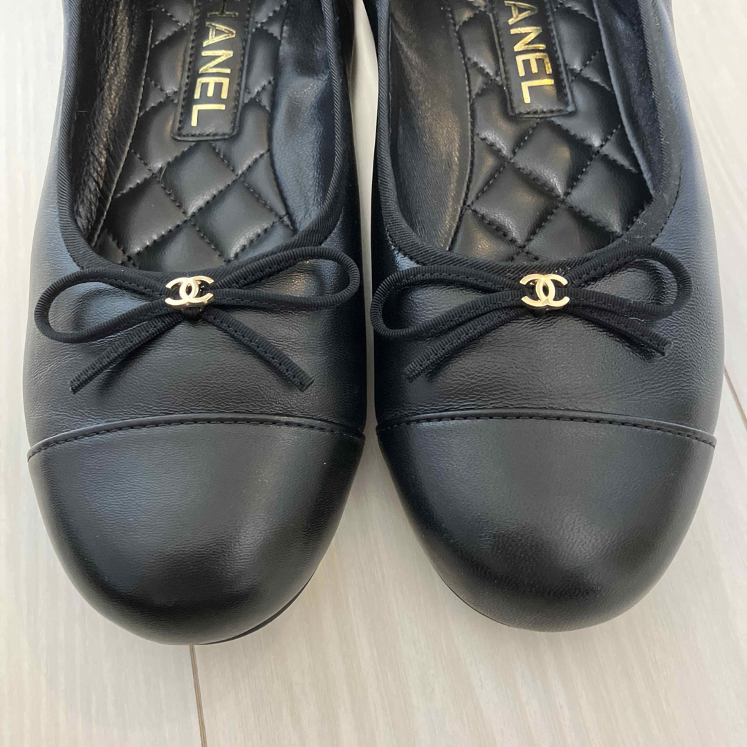 CHANEL - CHANEL 25C バレリーナ シューズ ブラック 37.5の通販 CHANEL - CHANEL 25C バレリーナ シューズ ブラック 37.5の通販