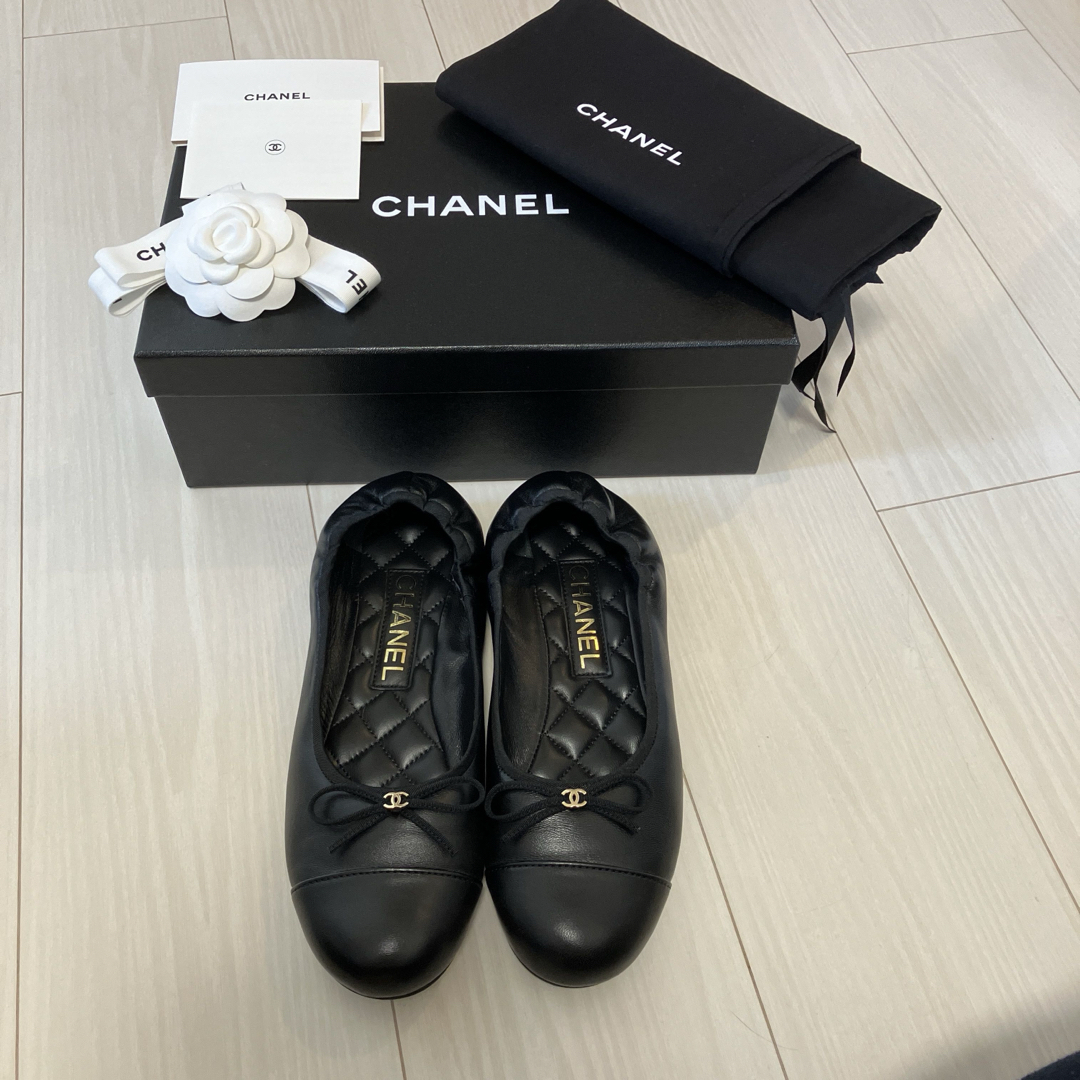CHANEL - CHANEL 25C バレリーナ シューズ ブラック 37.5の通販 CHANEL - CHANEL 25C バレリーナ シューズ ブラック 37.5の通販