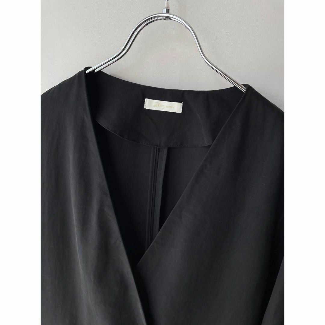 美品✨ラウンジドレス　ノーカラー　ダブルジャケット　とろみ感　黒　F 美品✨ラウンジドレス ノーカラー ダブルジャケット とろみ感 黒 F