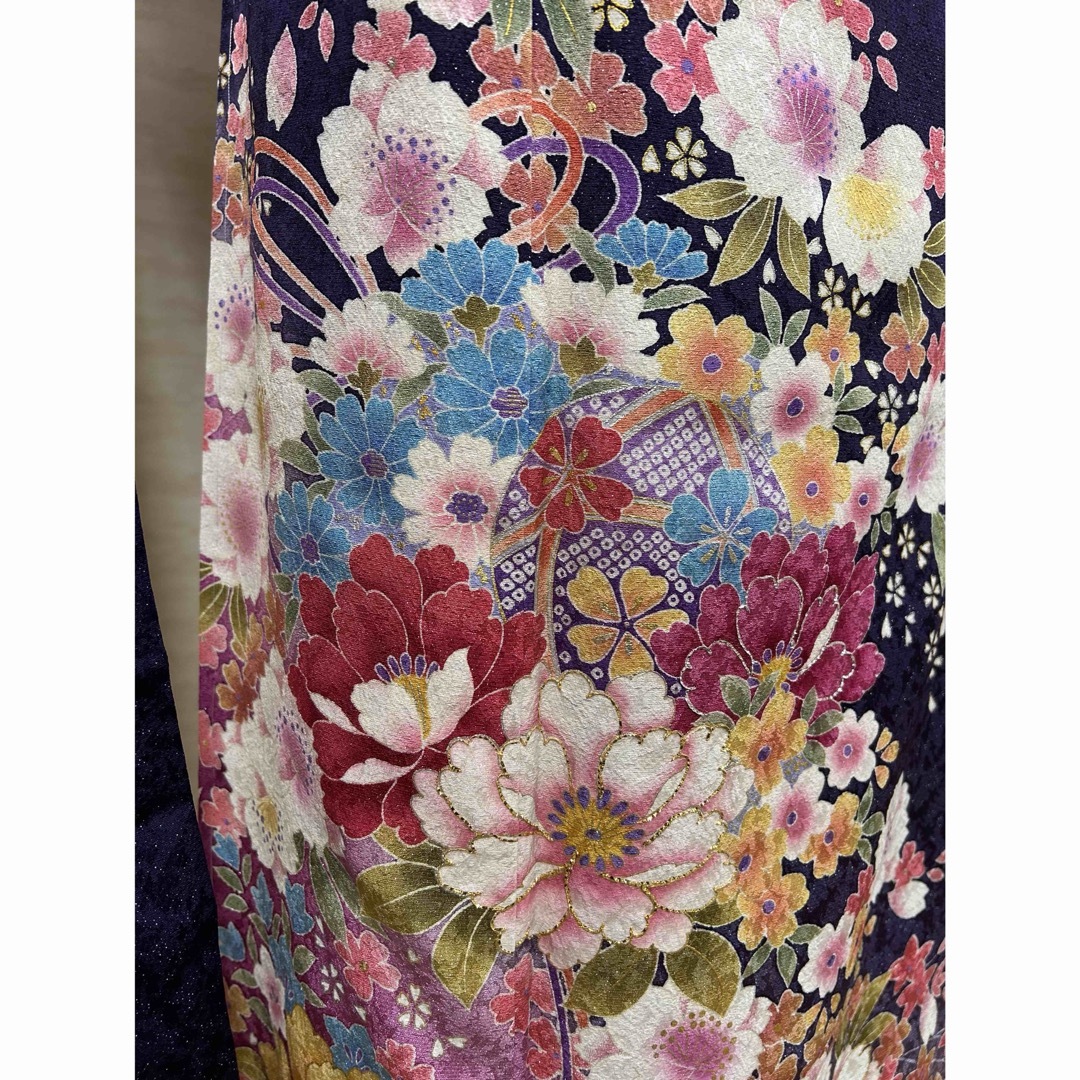 振袖 正絹 成人式 結婚式 紫紺 紫 紺 桜 八重桜 華麗の通販 by 振袖 正絹 成人式 結婚式 紫紺 紫 紺 桜 八重桜 華麗の通販 by