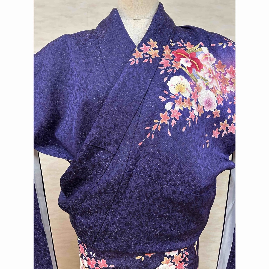 振袖 正絹 成人式 結婚式 紫紺 紫 紺 桜 八重桜 華麗の通販 by 振袖 正絹 成人式 結婚式 紫紺 紫 紺 桜 八重桜 華麗の通販 by