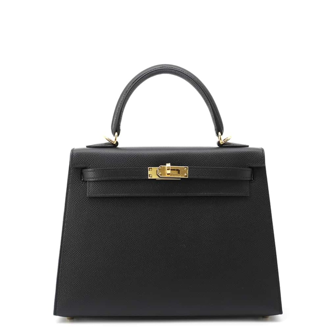 HERMES - エルメス ハンドバッグ ケリー25 外縫い ブラック HERMES - エルメス ハンドバッグ ケリー25 外縫い ブラック