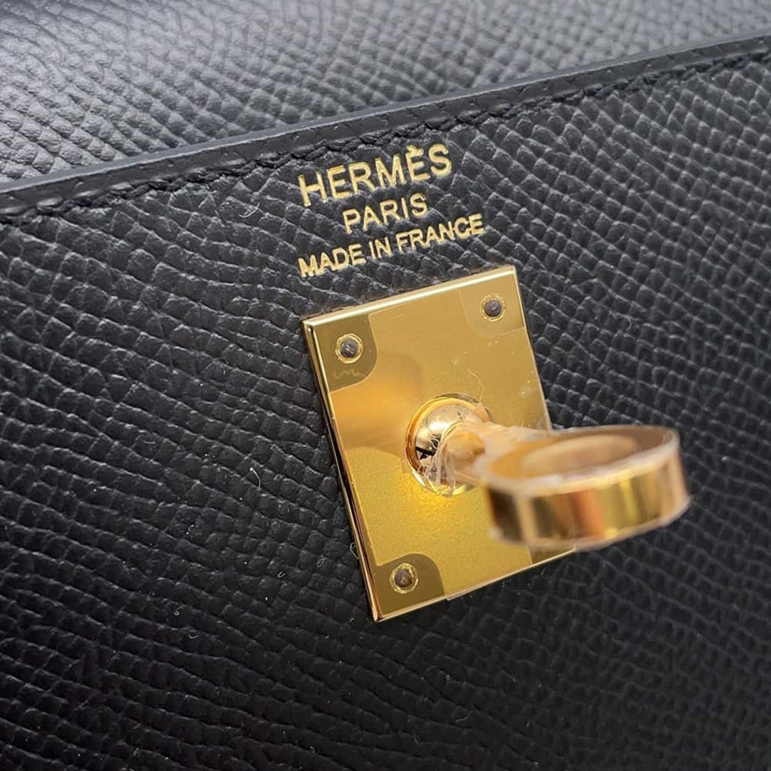 HERMES - エルメス ハンドバッグ ケリー25 外縫い ブラック HERMES - エルメス ハンドバッグ ケリー25 外縫い ブラック