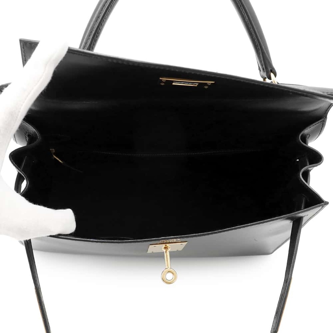 HERMES - エルメス ハンドバッグ ケリー28 外縫い ブラック HERMES - エルメス ハンドバッグ ケリー28 外縫い ブラック