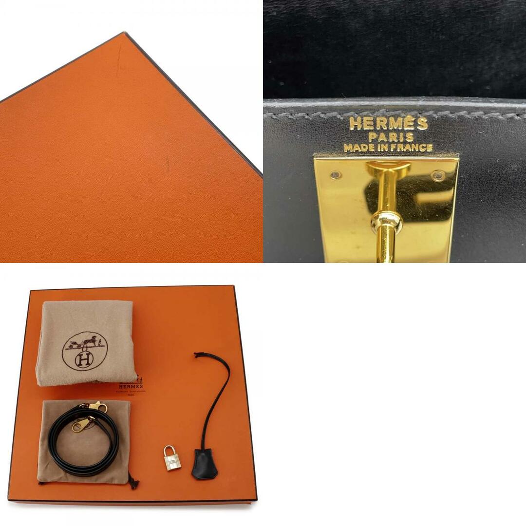 HERMES - エルメス ハンドバッグ ケリー28 外縫い ブラック HERMES - エルメス ハンドバッグ ケリー28 外縫い ブラック