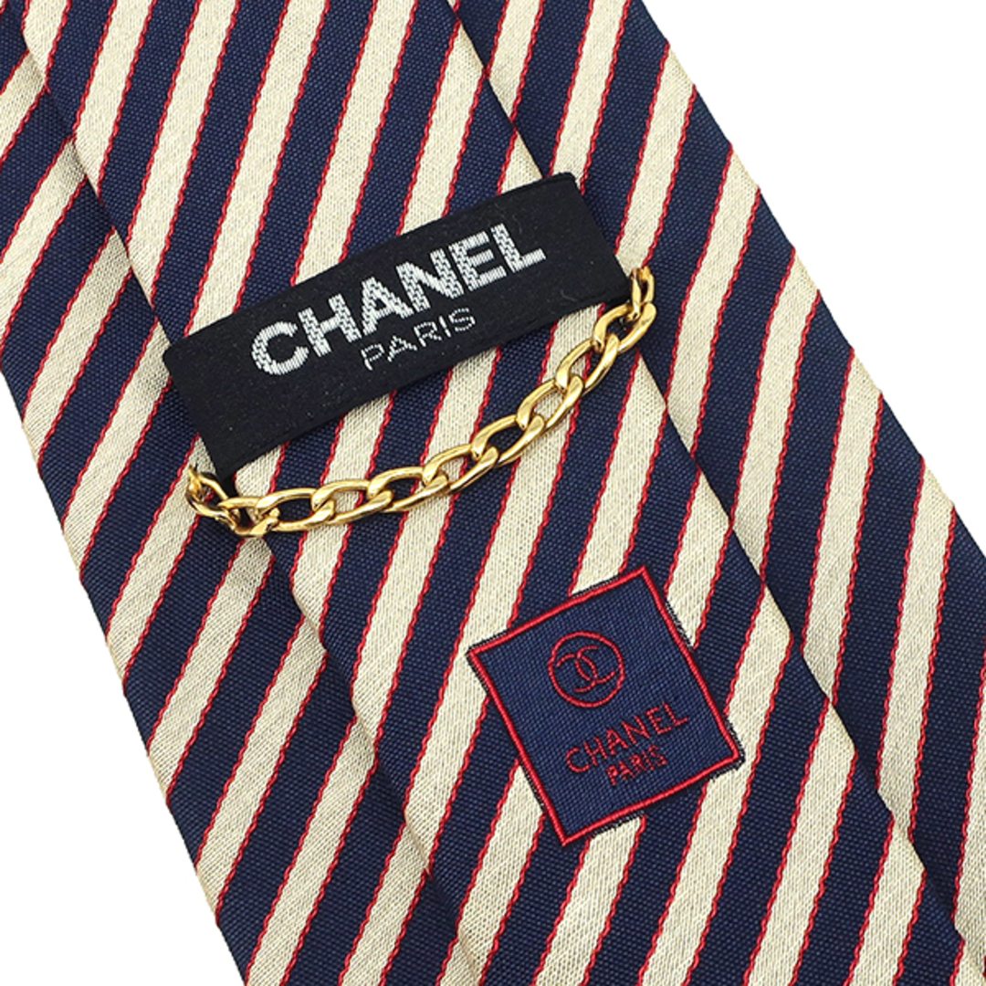 CHANEL - シャネル CHANEL ネクタイ ストライプ柄 9.5cm シルク CHANEL - シャネル CHANEL ネクタイ ストライプ柄 9.5cm シルク