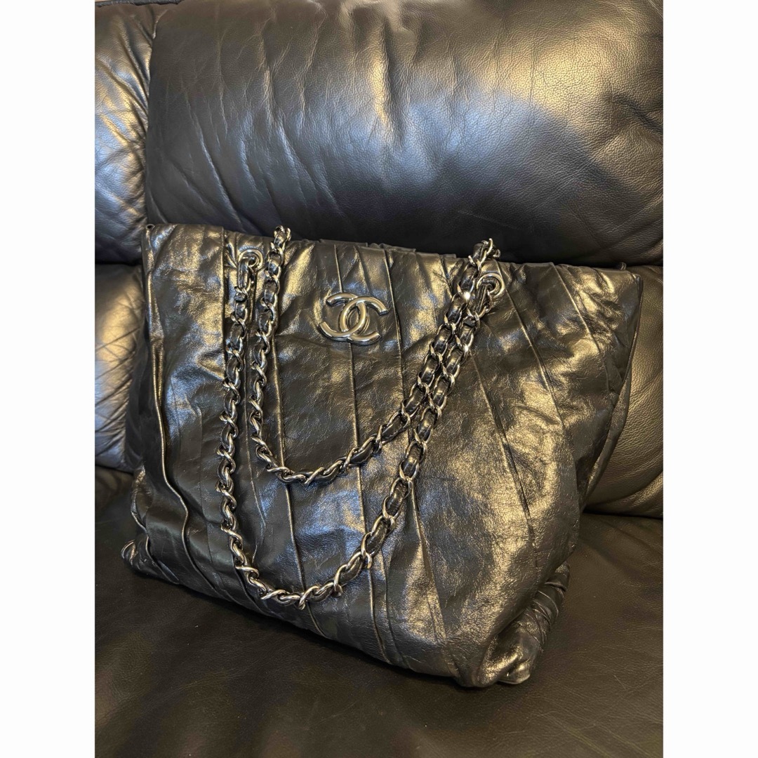 CHANEL - CHANEL チェーンショルダーバッグ レザー ブラック CHANEL - CHANEL チェーンショルダーバッグ レザー ブラック