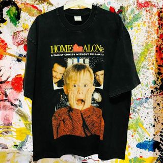 ホームアロン ムービーT メンズ Tシャツ 半袖 夏 L XL ブラック(Tシャツ/カットソー(半袖/袖なし))
