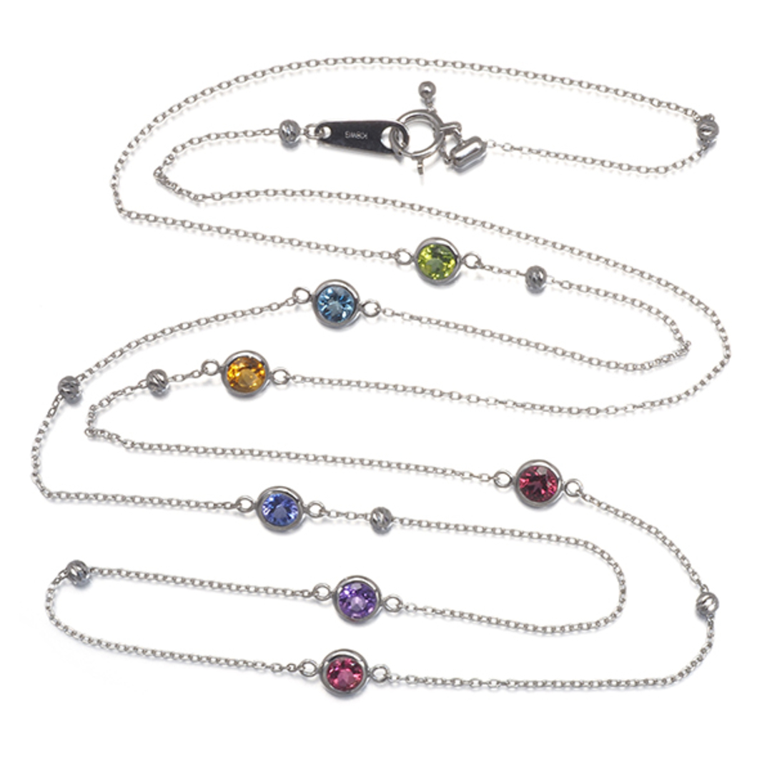 マルチカラーストーン 1.50ct ステーション ロング ネックレス マルチカラーストーン 1.50ct ステーション ロング ネックレス