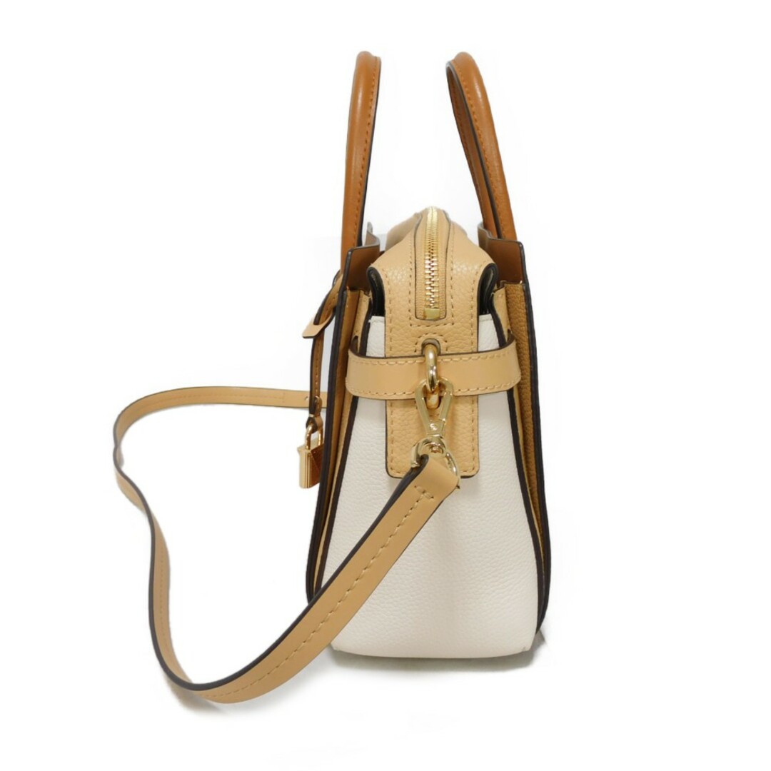 MICHAEL KORS(マイケルコース)のMichael Kors マイケルコース ベルティッド サッチェル スモール トップジップ ブラウン ホワイト 2WAY ショルダーバッグ ロゴ メタル トリコロール ハンドバッグ 30S9GM9SIT レディースのバッグ(ハンドバッグ)の商品写真