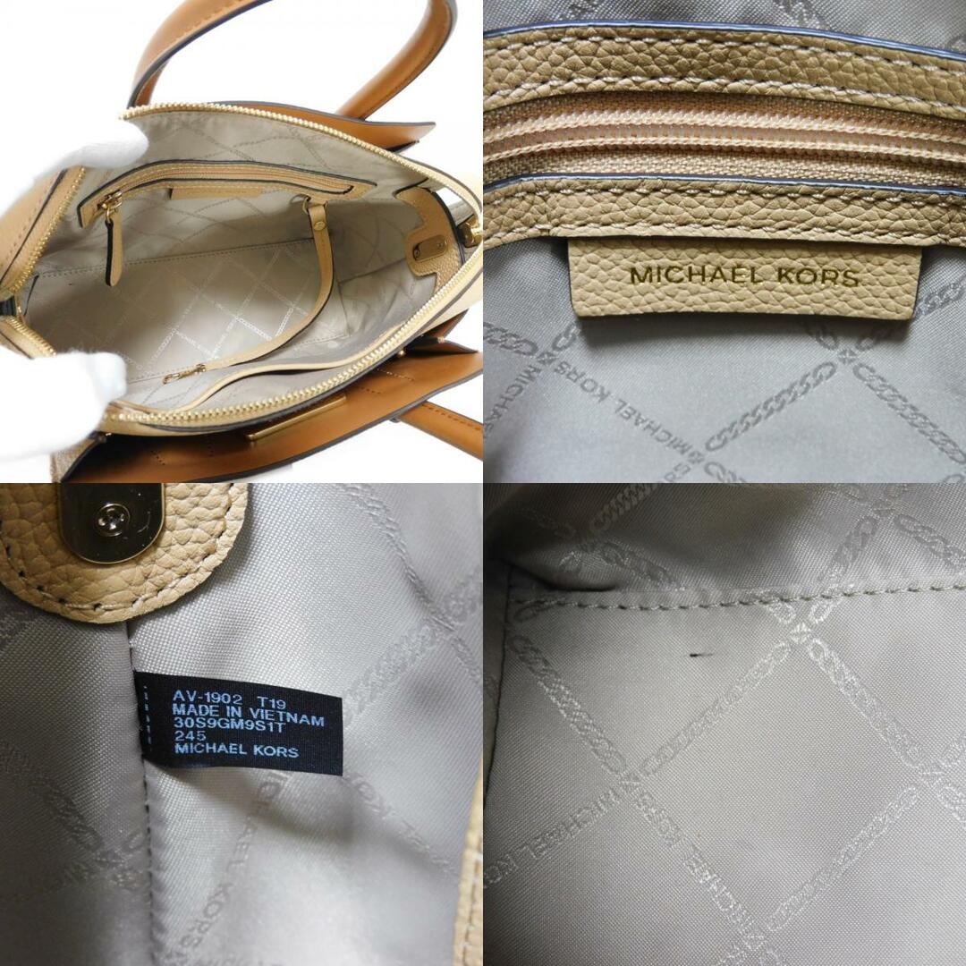 MICHAEL KORS(マイケルコース)のMichael Kors マイケルコース ベルティッド サッチェル スモール トップジップ ブラウン ホワイト 2WAY ショルダーバッグ ロゴ メタル トリコロール ハンドバッグ 30S9GM9SIT レディースのバッグ(ハンドバッグ)の商品写真