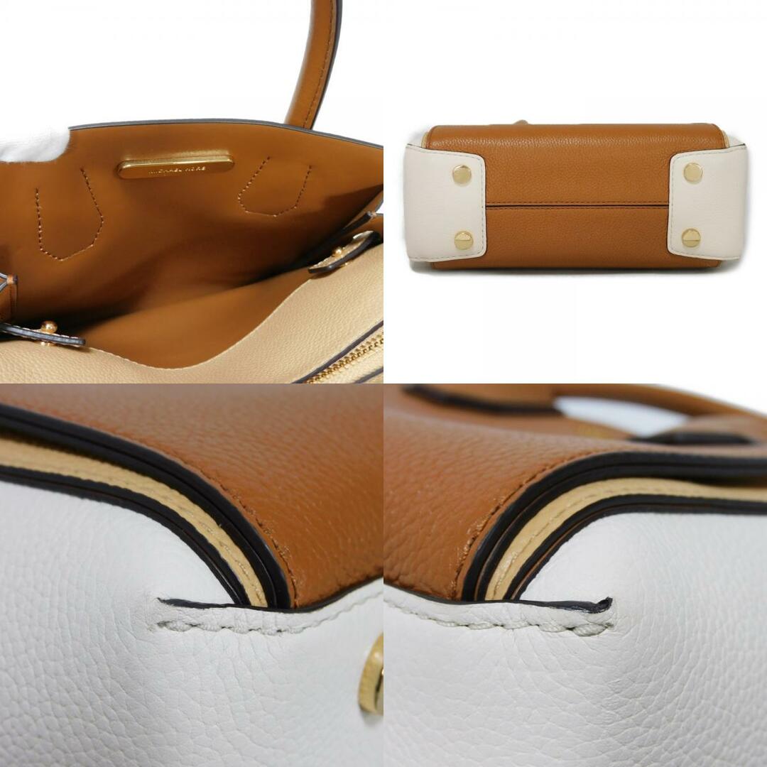 MICHAEL KORS(マイケルコース)のMichael Kors マイケルコース ベルティッド サッチェル スモール トップジップ ブラウン ホワイト 2WAY ショルダーバッグ ロゴ メタル トリコロール ハンドバッグ 30S9GM9SIT レディースのバッグ(ハンドバッグ)の商品写真