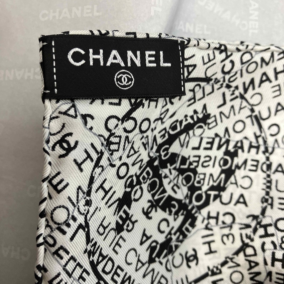 CHANEL - CHANEL 非売品モノクロロゴ スカーフ 約90cm 顧客 CHANEL - CHANEL 非売品モノクロロゴ スカーフ 約90cm 顧客