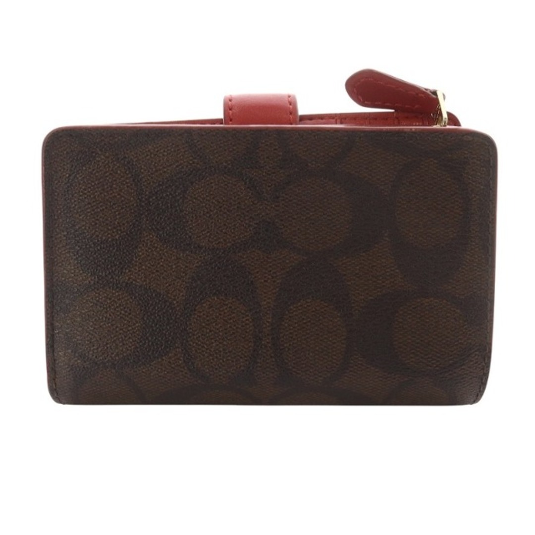 COACH - コーチ シグネチャー 二つ折り財布 ロゴ 茶色 赤の通販 COACH - コーチ シグネチャー 二つ折り財布 ロゴ 茶色 赤の通販