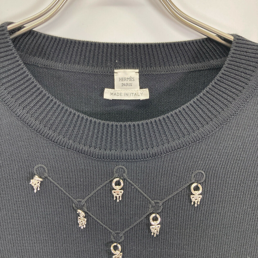 HERMES - エルメス ブラック チャーム付き ウール ハーフスリーブニット 40の通販 by HERMES - エルメス ブラック チャーム付き ウール ハーフスリーブニット 40の通販 by