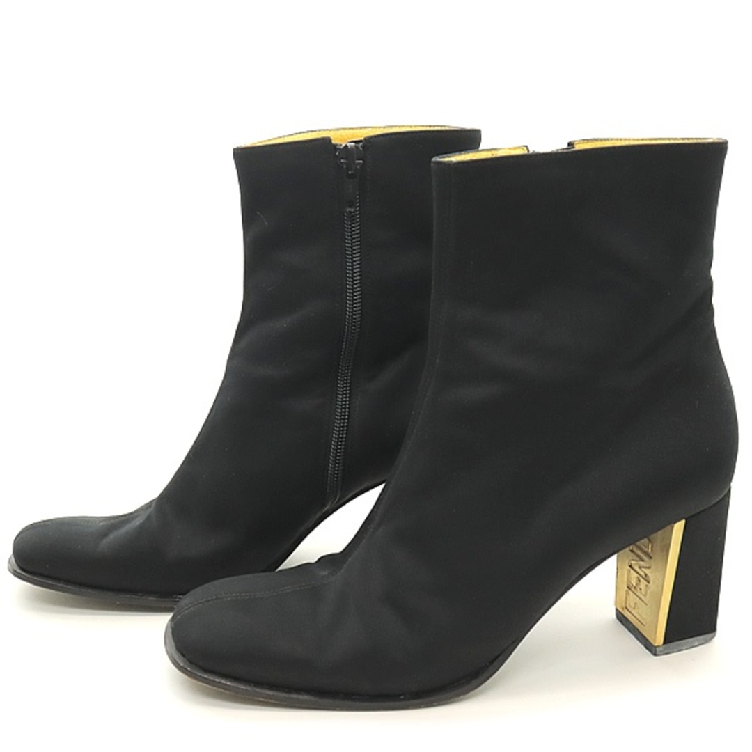 FENDI - 【広尾店】フェンディ FENDI サテンショートブーツ 黒 FENDI - 【広尾店】フェンディ FENDI サテンショートブーツ 黒