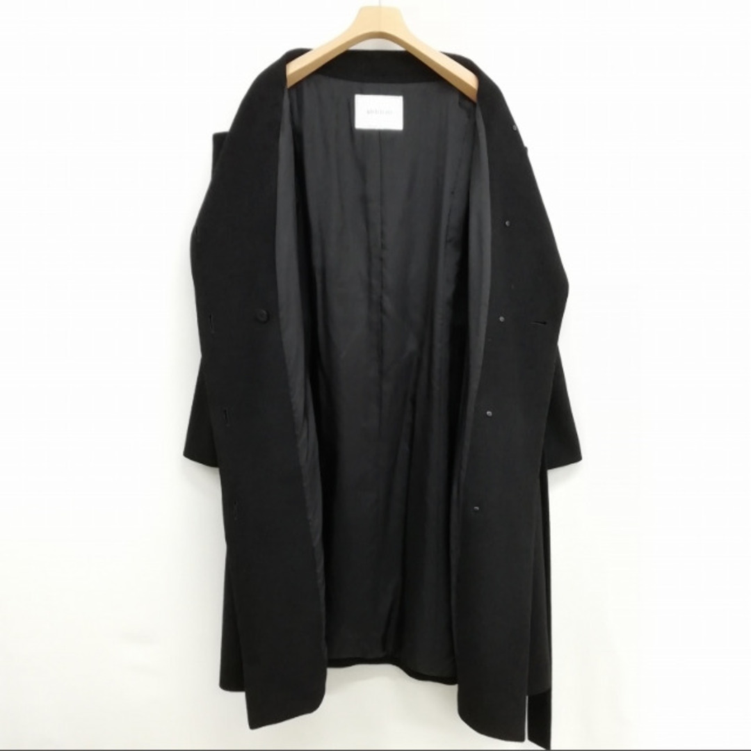 UNTITLED - ウール ノーカラー ロング コート リボンベルト M UNTITLED - ウール ノーカラー ロング コート リボンベルト M