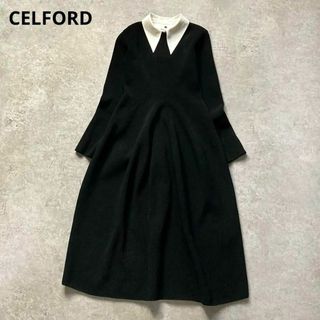 CELFORD - セルフォード 襟付きニットロングフレアワンピース CELFORD - セルフォード 襟付きニットロングフレアワンピース