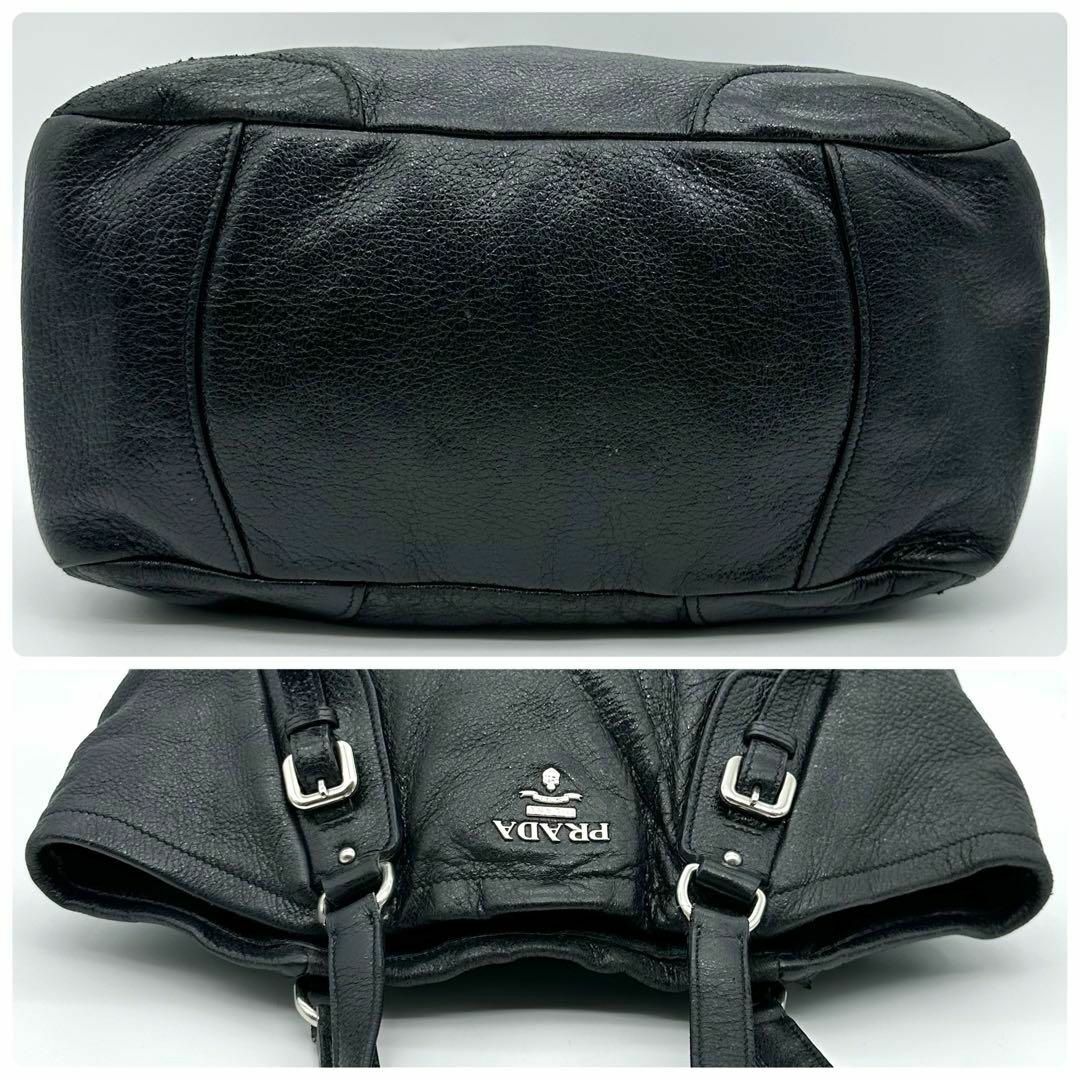 PRADA - PRADA プラダ トートバッグ シボ レザー ラメ ブラック PRADA - PRADA プラダ トートバッグ シボ レザー ラメ ブラック