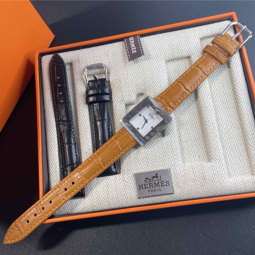 HERMES - 【正規品 可動】エルメス 腕時計 Hウォッチ スクエア HERMES - 【正規品 可動】エルメス 腕時計 Hウォッチ スクエア