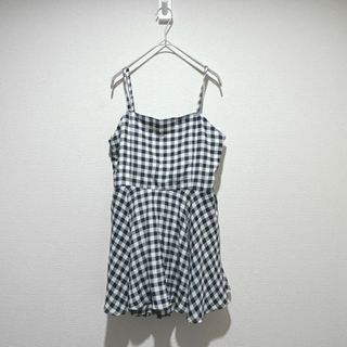 【コルザ】オールインワン　チェック柄　ショート丈 Lサイズ