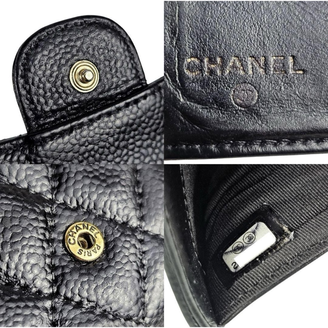 CHANEL - CHANEL✴︎ ブラックレザー 三つ折り財布 CHANEL - CHANEL✴︎ ブラックレザー 三つ折り財布