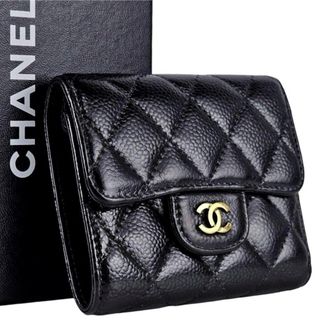 CHANEL - CHANEL✴︎ ブラックレザー 三つ折り財布 CHANEL - CHANEL✴︎ ブラックレザー 三つ折り財布