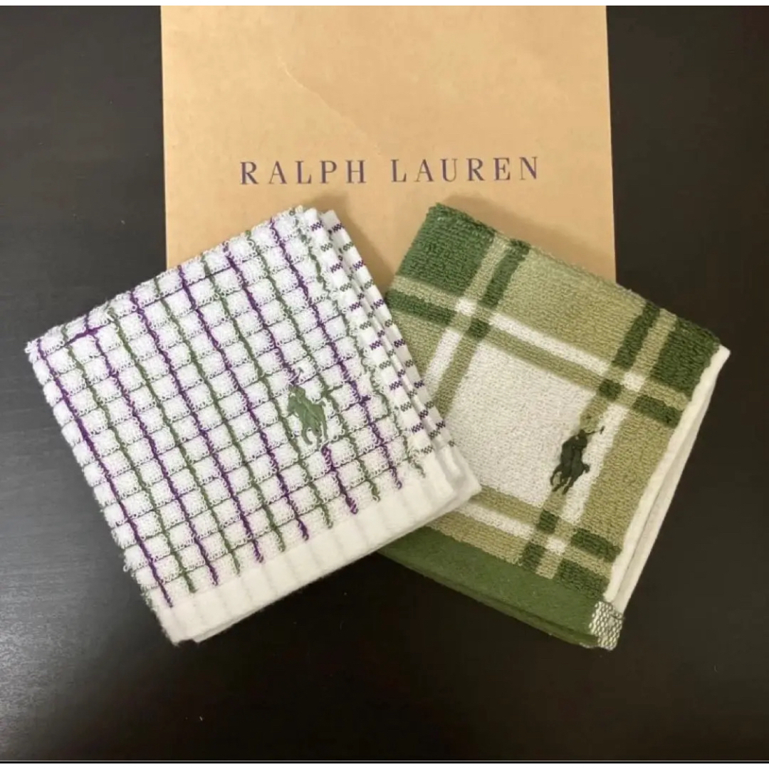 Ralph Lauren(ラルフローレン)の新品未使用 ラルフローレン ハンカチ 2枚 グリーン メンズ チェック メンズのファッション小物(ハンカチ/ポケットチーフ)の商品写真