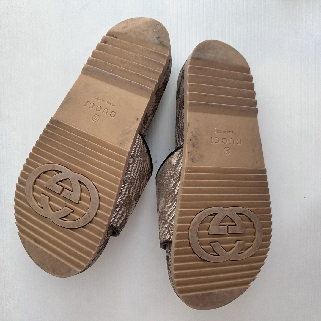GUCCI - GUCCI グッチ 厚底 サンダル エボニー GG柄 キャンバス GUCCI - GUCCI グッチ 厚底 サンダル エボニー GG柄 キャンバス