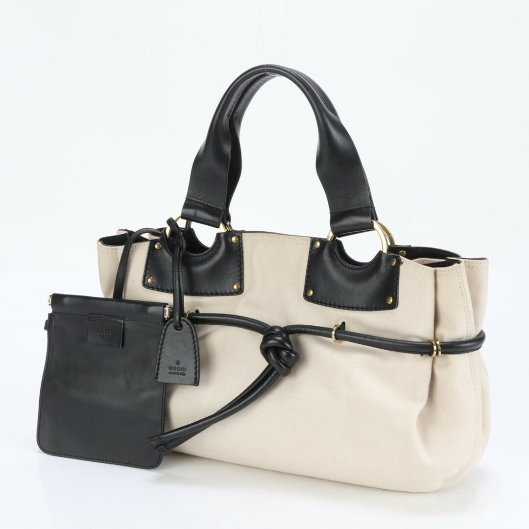 GUCCI - グッチ 95168 レザー キャンバス ハンドバッグ トート GUCCI - グッチ 95168 レザー キャンバス ハンドバッグ トート