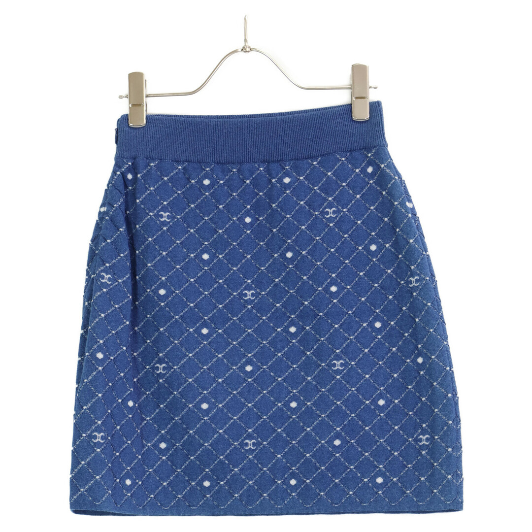 CHANEL - シャネル ブルー ココマーク ニットスカート P63048 34 CHANEL - シャネル ブルー ココマーク ニットスカート P63048 34